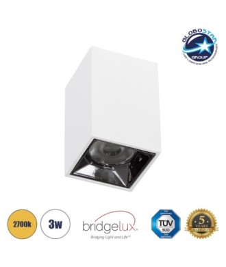 GLOBOSTAR® LUMINAR 60323 Downlight Σποτ LED 3W 405lm 36° AC 220-240V IP20 Θερμό Λευκό 2700K - Osram SMD Chip & TÜV SÜD Driver - Λευκό Ματ - Μ4.2 x Π4.2 x Υ6.6cm - 5 Χρόνια Εγγύηση